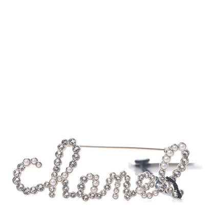 Chanel Metal Glass Swirling Pearls Brooch Pin Gold 1 of 4
