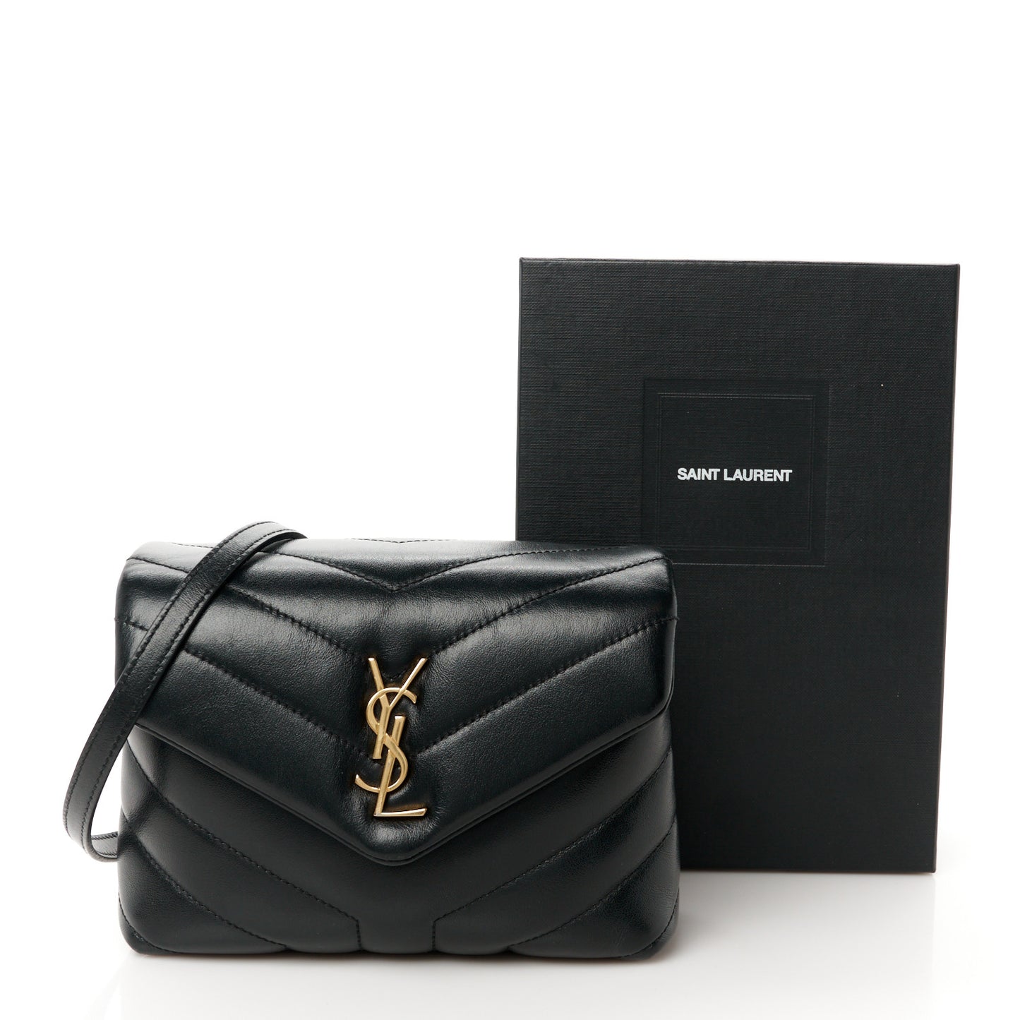 Calfskin Y Quilted Monogram Toy Loulou Crossbody Bag Black