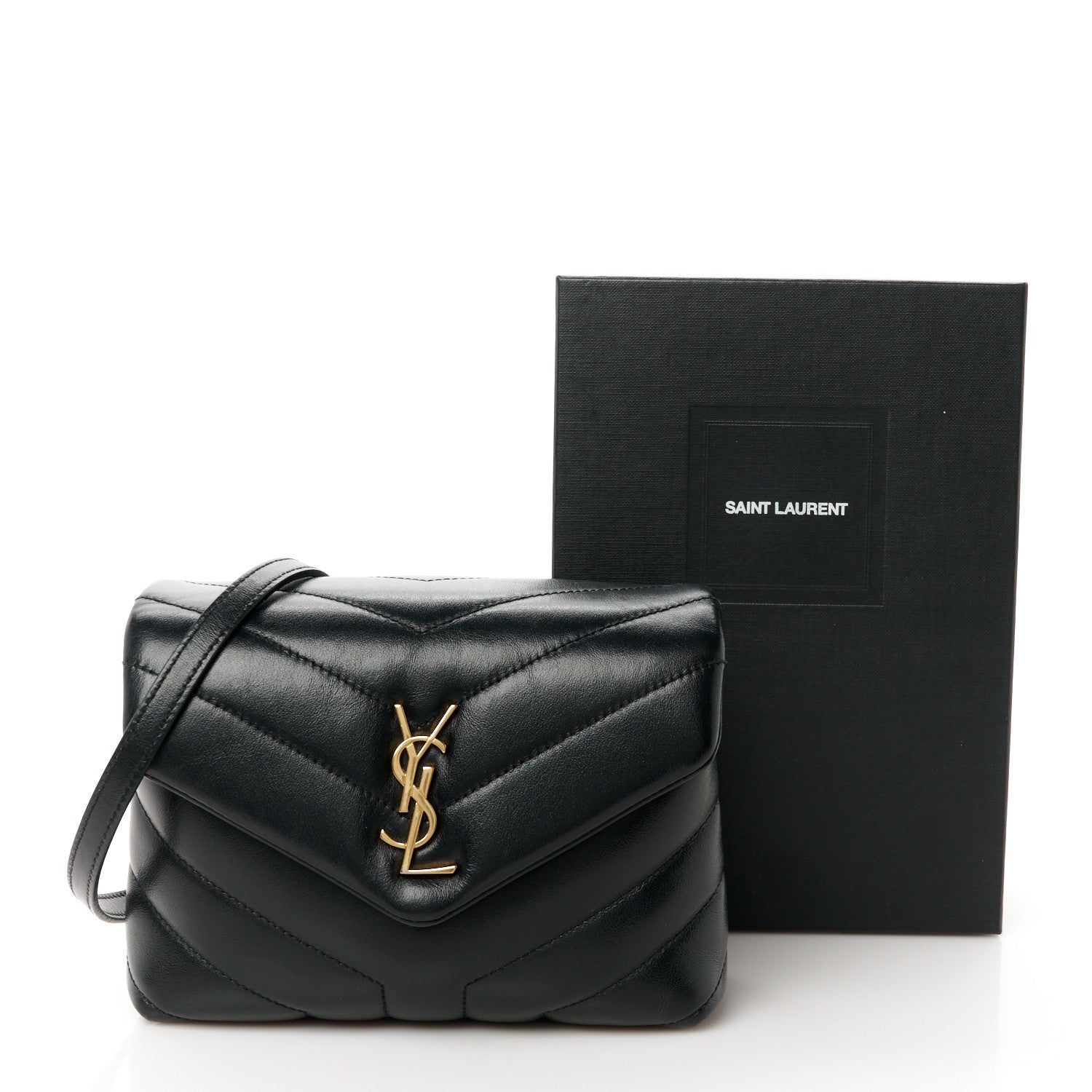 Saint Laurent Calfskin Y Quilted Monogram Toy Loulou Crossbody Bag Black 12 of 12