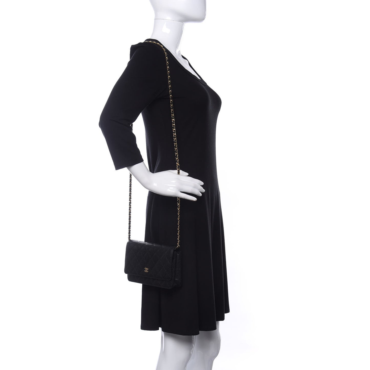 Caviar Quilted Wallet On Chain WOC Black