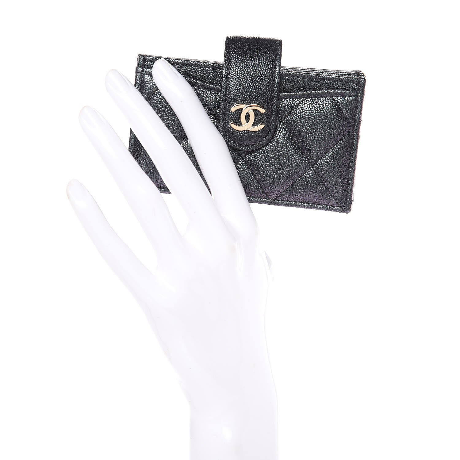 Chanel Iridescent Caviar Quilted Gusseted Card Holder Black 2 of 9