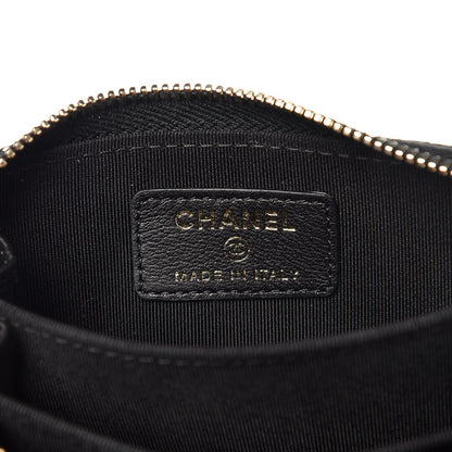 Chanel Calfskin Chevron Quilted Zip Around Coin Purse Black 6 of 8