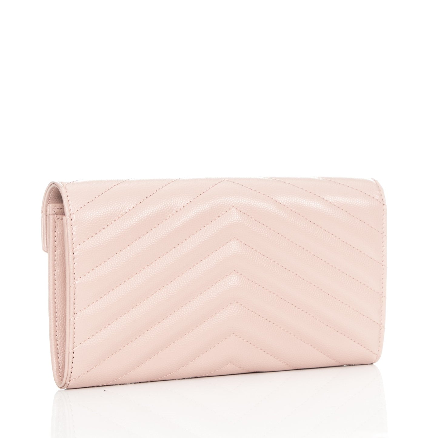 Grain De Poudre Matelasse Chevron Monogram Wallet Pale Pink