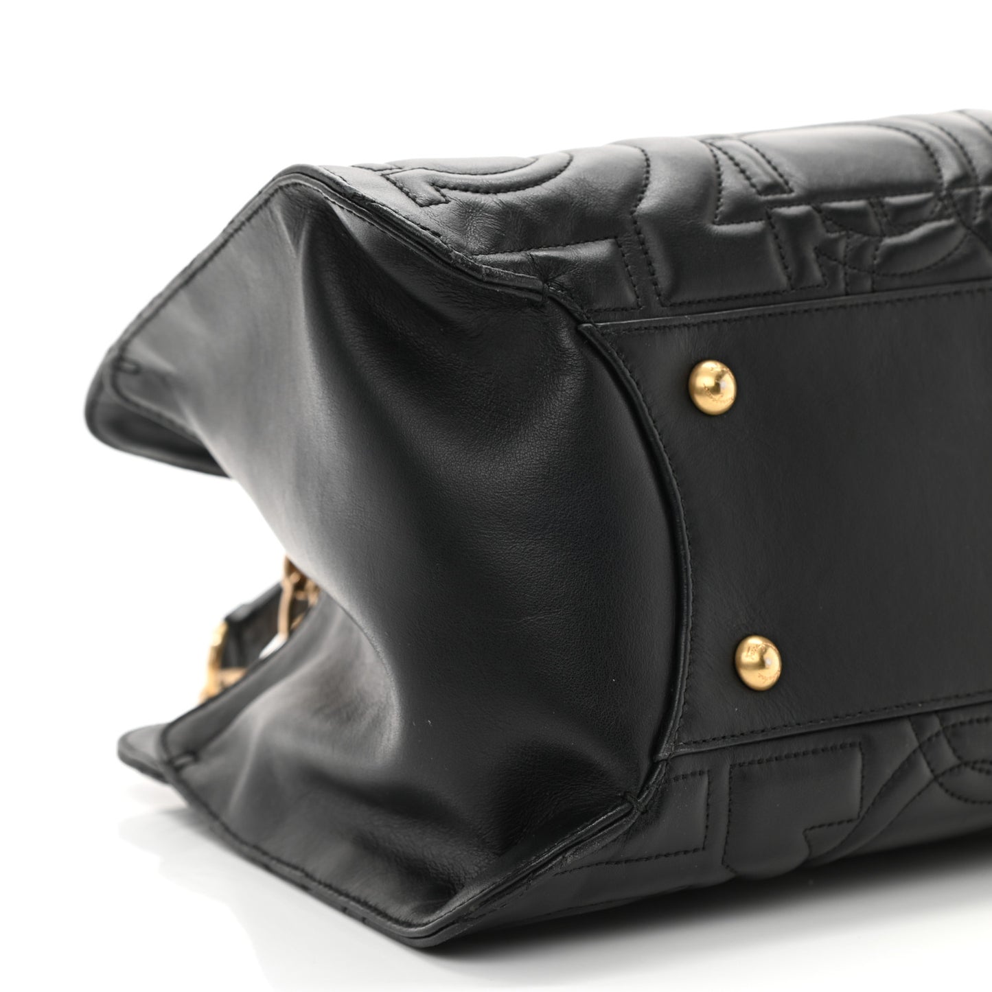 Calfskin Quilted Gancini Shoulder Bag Black