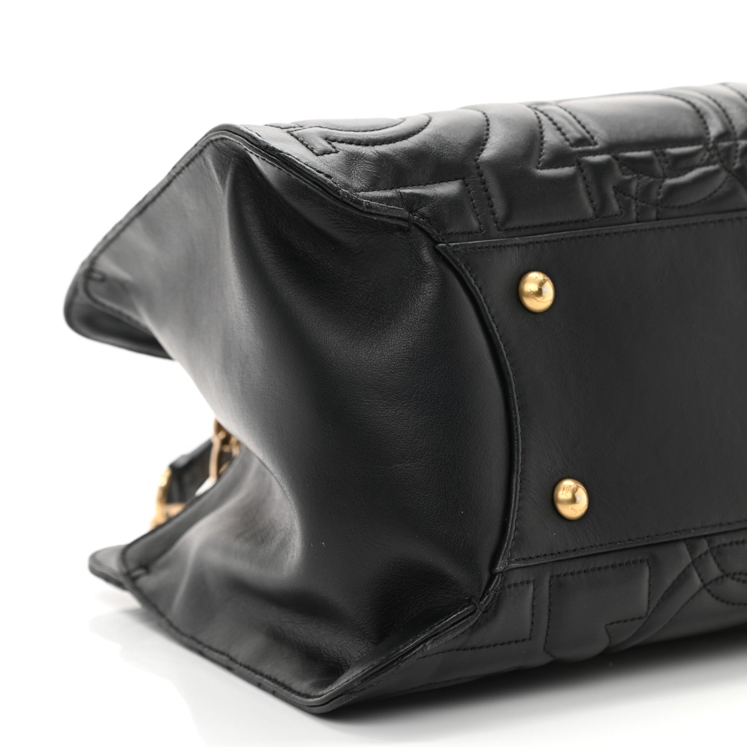 Salvatore Ferragamo Calfskin Quilted Gancini Shoulder Bag Black 9 of 10