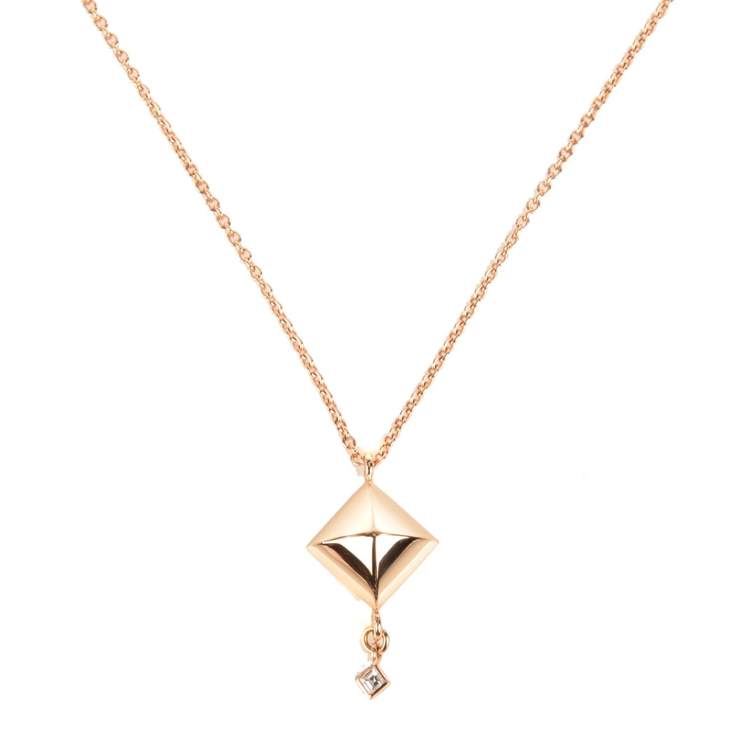 Hermes 18K Rose Gold Diamond Medor Pendant Necklace 1 of 7