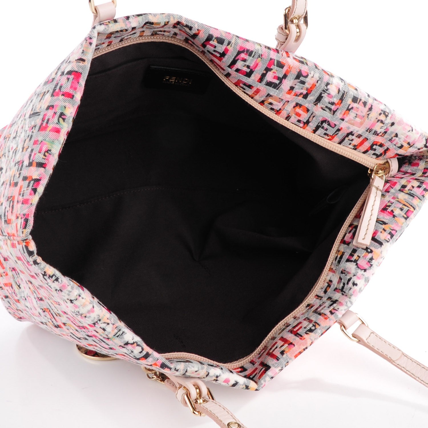 Fendi Zucchino Vitello Floral Forever Shopper Tote Rosa Papaya Rosa Confetto 5 of 11