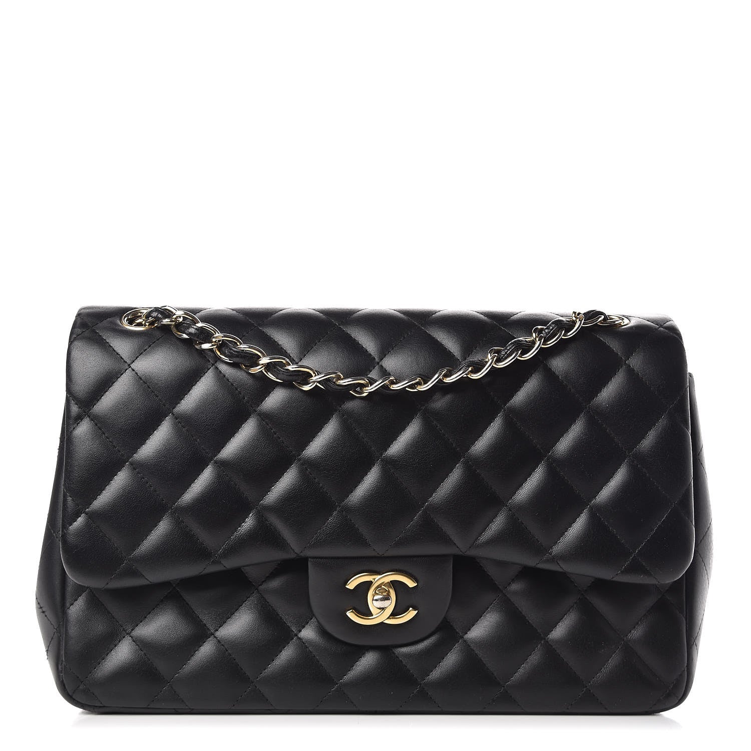 Chanel Lambskin Quilted Jumbo Double Flap Black 1 of 10