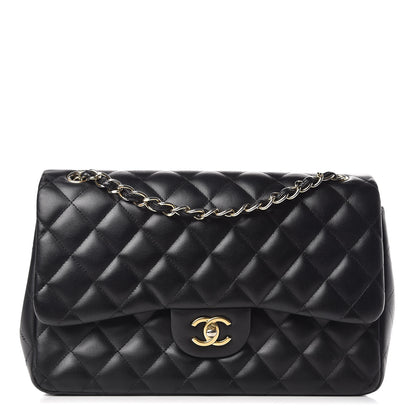 Chanel Lambskin Quilted Jumbo Double Flap Black 1 of 10