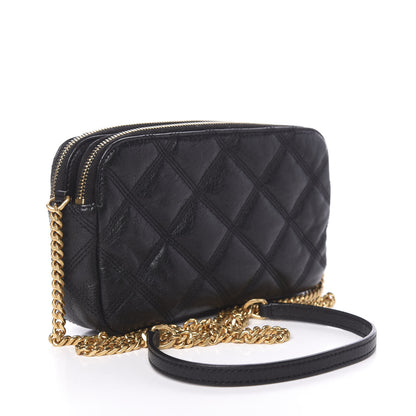 Saint Laurent Grained Lambskin Quilted Mini Becky Double Zip Bag Black 2 of 14