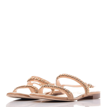 Chanel Calfskin Chain CC Sandals 40.5 Beige 3 of 17