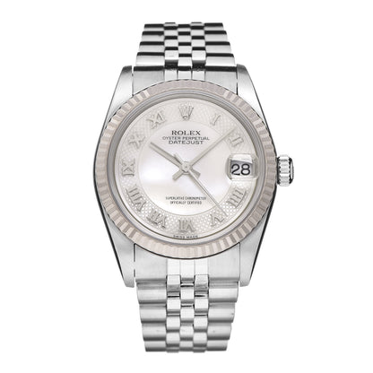Rolex Stainless Steel 18K White Gold Mother of Pearl 31mm Oyster Perpetual Watch Roman 78274 1 of 7