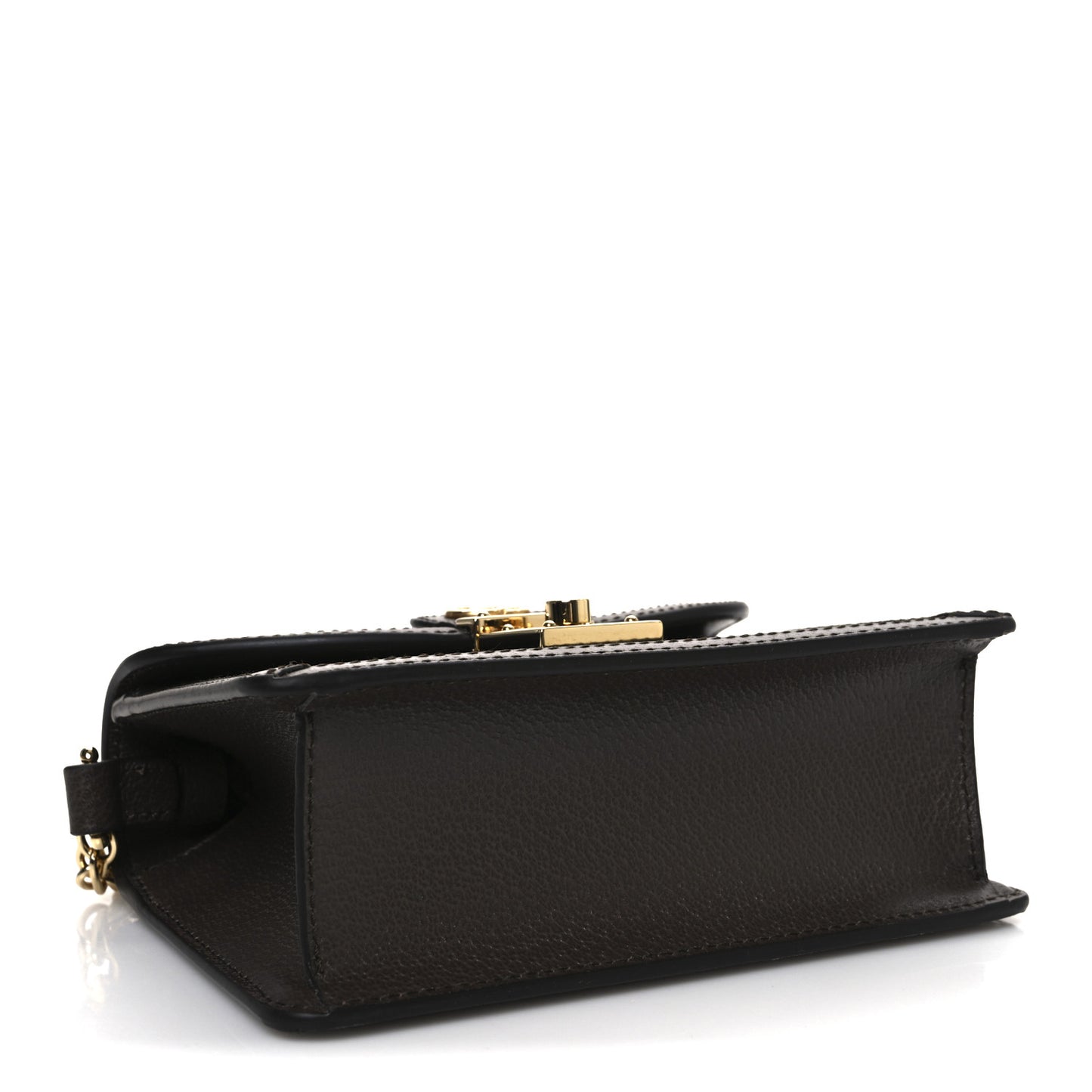 GG Supreme Monogram Textured Dollar Calfskin Web Mini Ophidia Padlock Top Handle Chain Shoulder Bag Beige Ebony New Acero