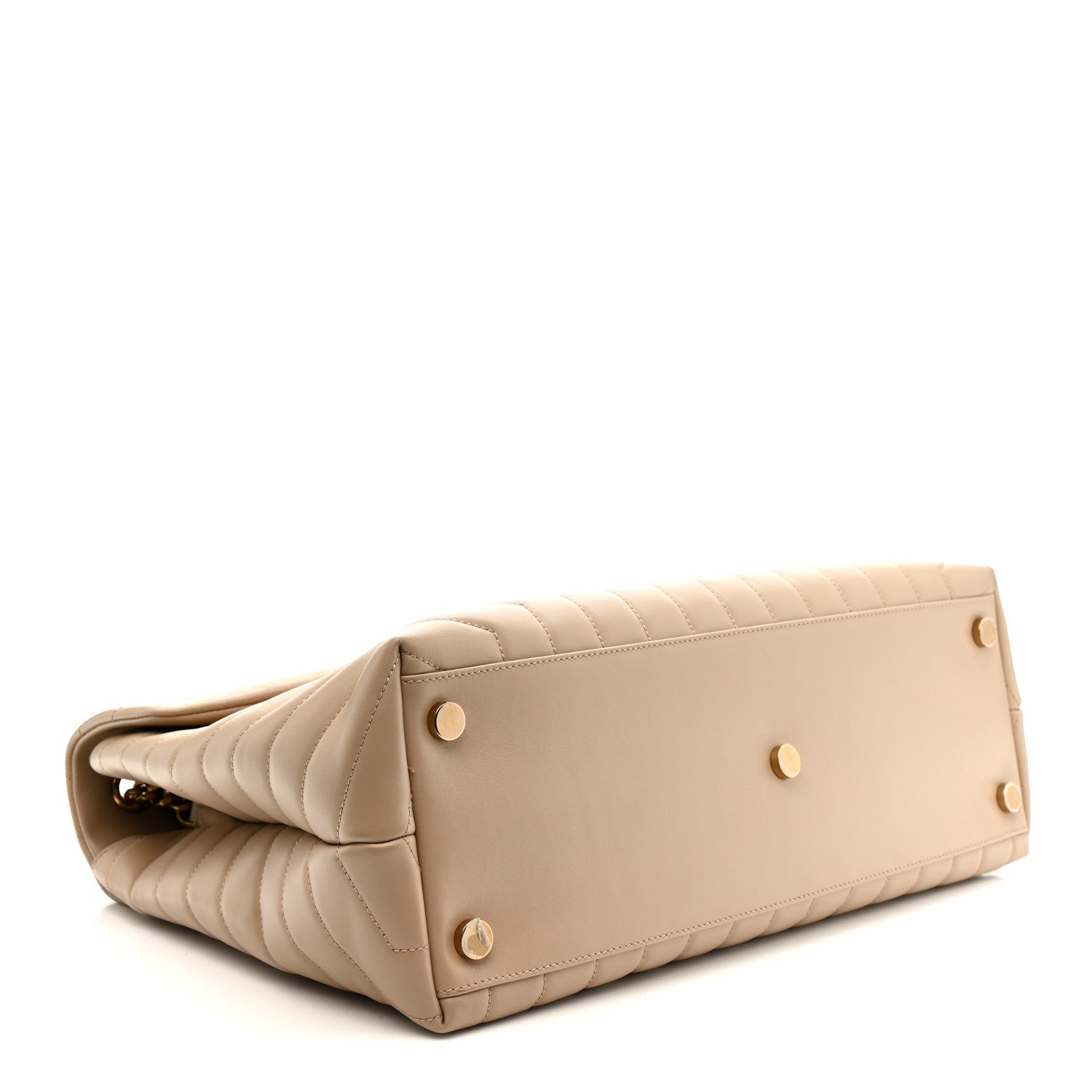 Saint Laurent Calfskin Matelasse Large Loulou Monogram Chain Satchel Dark Beige 6 of 23