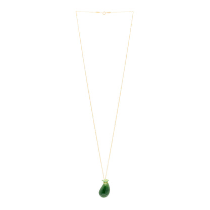 Tiffany 18K Yellow Gold Green Jade Elsa Peretti Bottle Jug Pendant Necklace 3 of 5