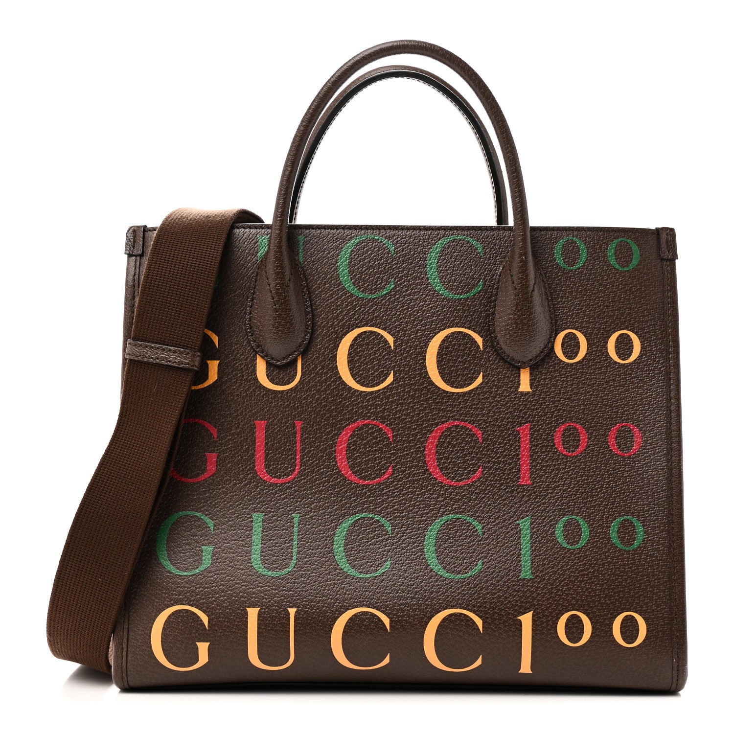 Gucci Textured Dollar Calfskin Gucci 100 Small Tote Bag New Acero Multicolor 1 of 9