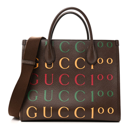 Gucci Textured Dollar Calfskin Gucci 100 Small Tote Bag New Acero Multicolor 1 of 9