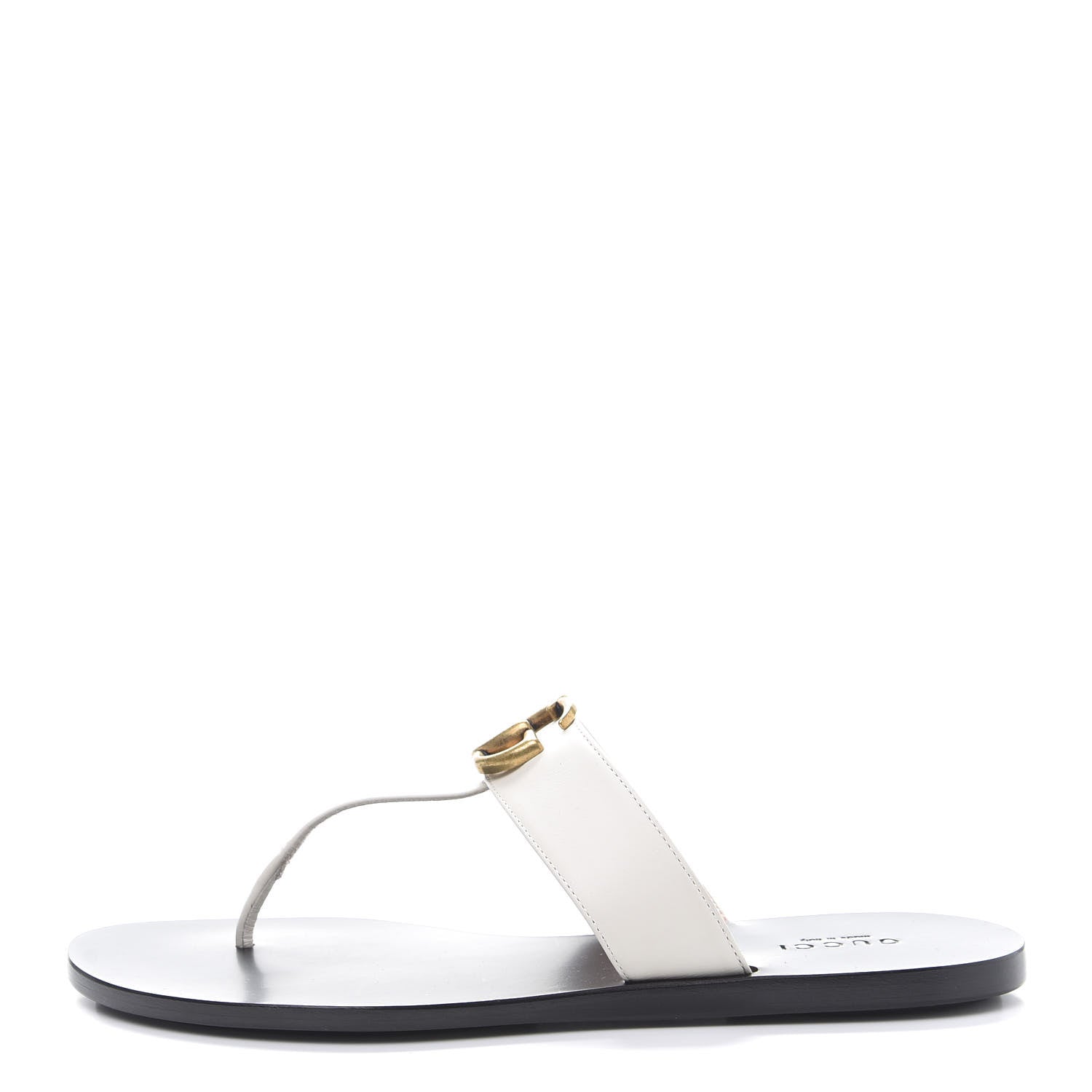 Gucci Calfskin GG Marmont Thong Sandals 37 Mystic White 1 of 7