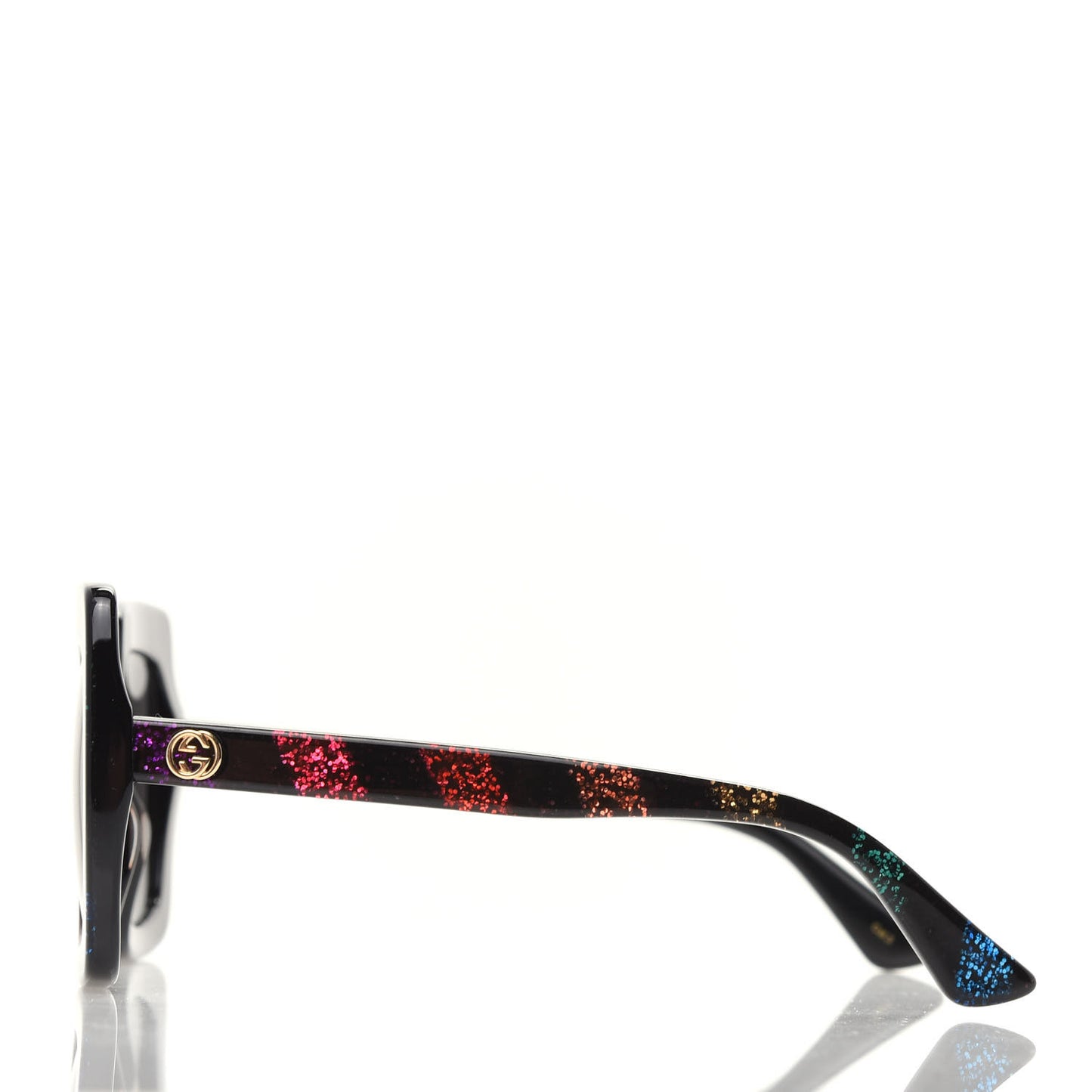 Acetate Oversize Stripe Sunglasses GG0328S Black Multi