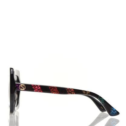 Gucci Acetate Oversize Stripe Sunglasses GG0328S Black Multi 3 of 7