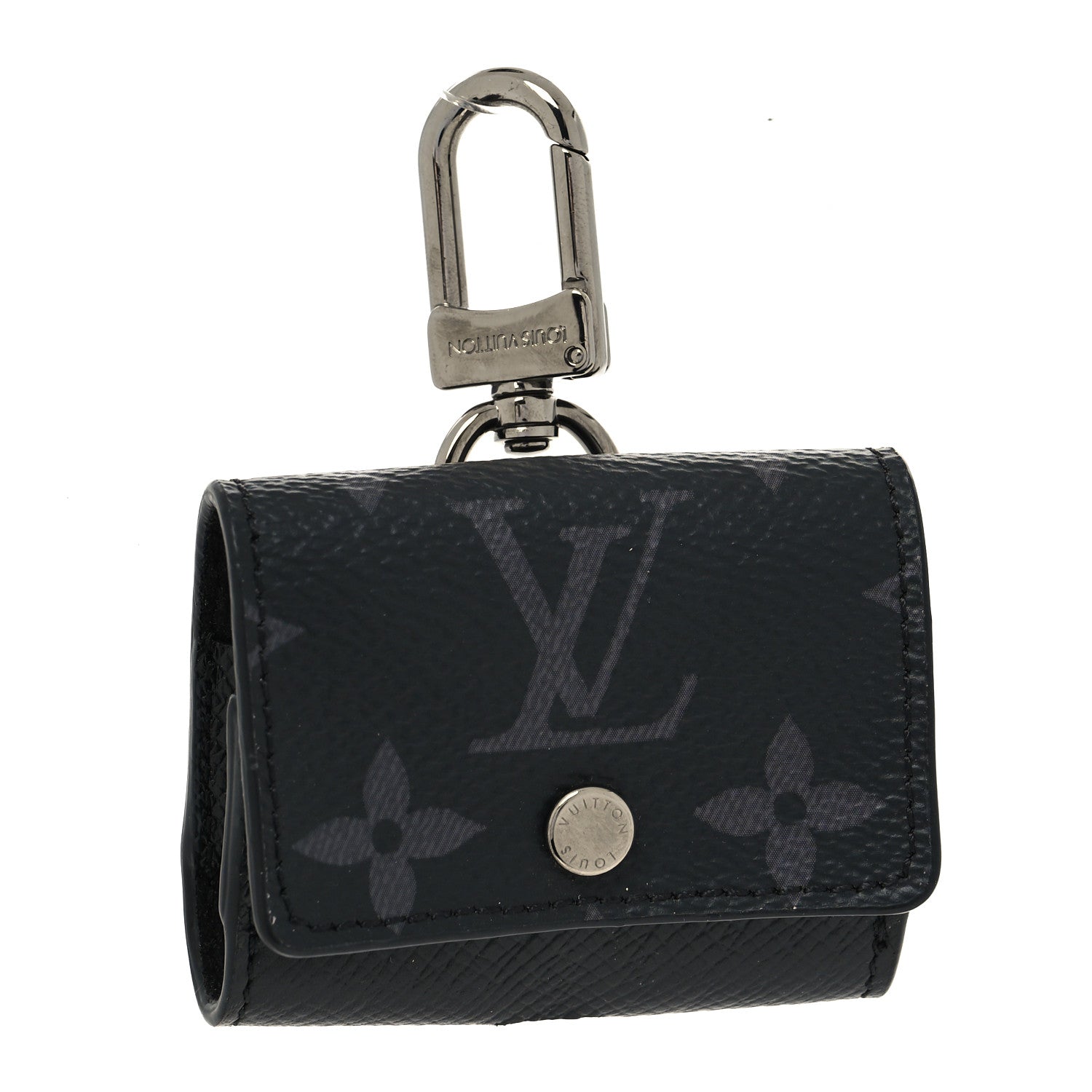 Louis Vuitton Monogram Eclipse Taiga Earphones Pouch Bag Charm 1 of 4