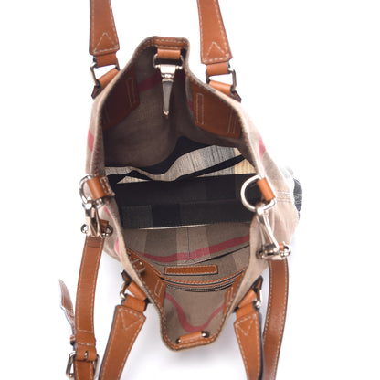 Burberry Canvas Mega Check Medium Tottenham Brit Tote Saddle Brown 6 of 15