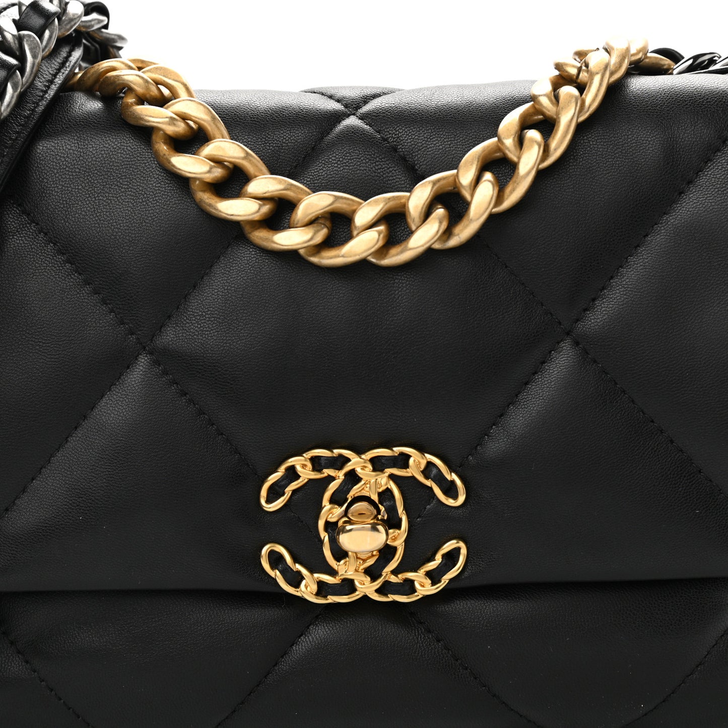Goatskin Quilted Medium Chanel 19 Flap Black