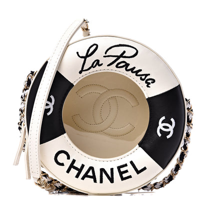 Chanel Lambskin Coco Lifesaver Round Bag Black White 1 of 8