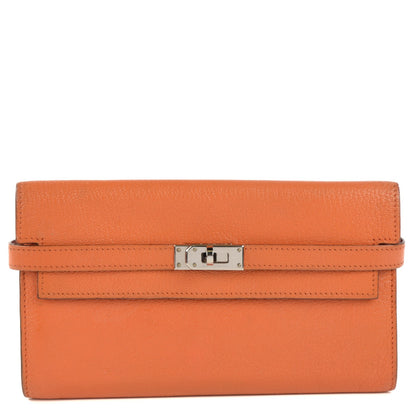 Hermes Chevre Mysore Kelly Longue Wallet Orange 1 of 14