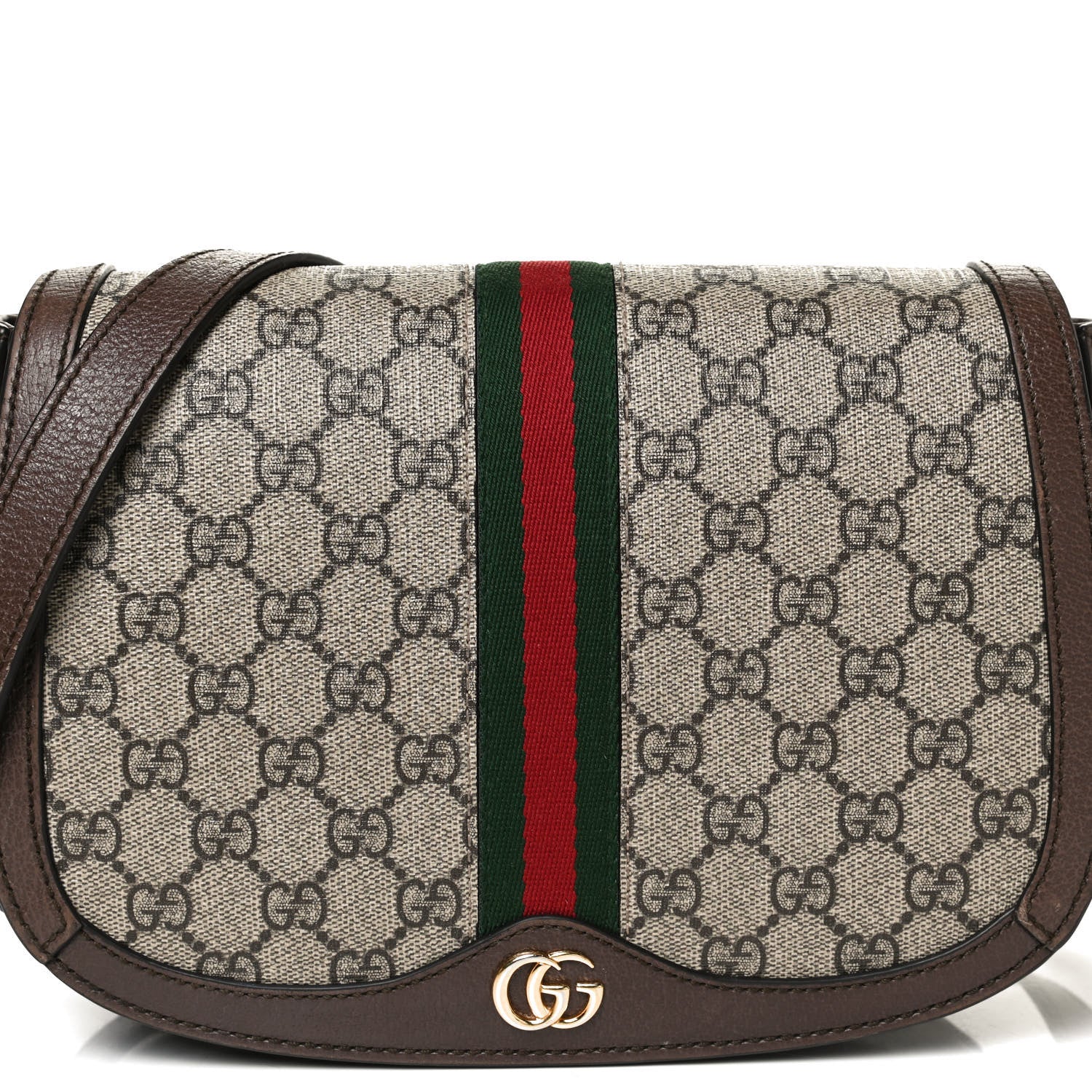 Gucci GG Supreme Monogram Web Small Ophidia Flap Messenger Bag Brown 9 of 11