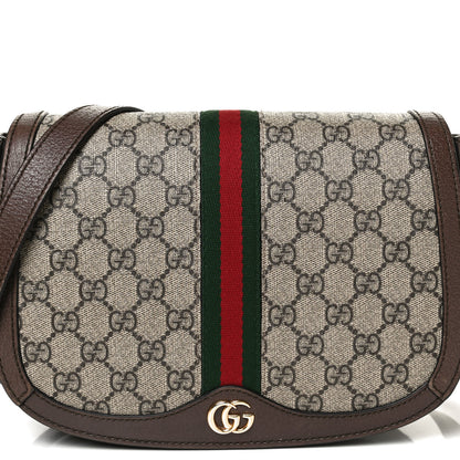 Gucci GG Supreme Monogram Web Small Ophidia Flap Messenger Bag Brown 9 of 11
