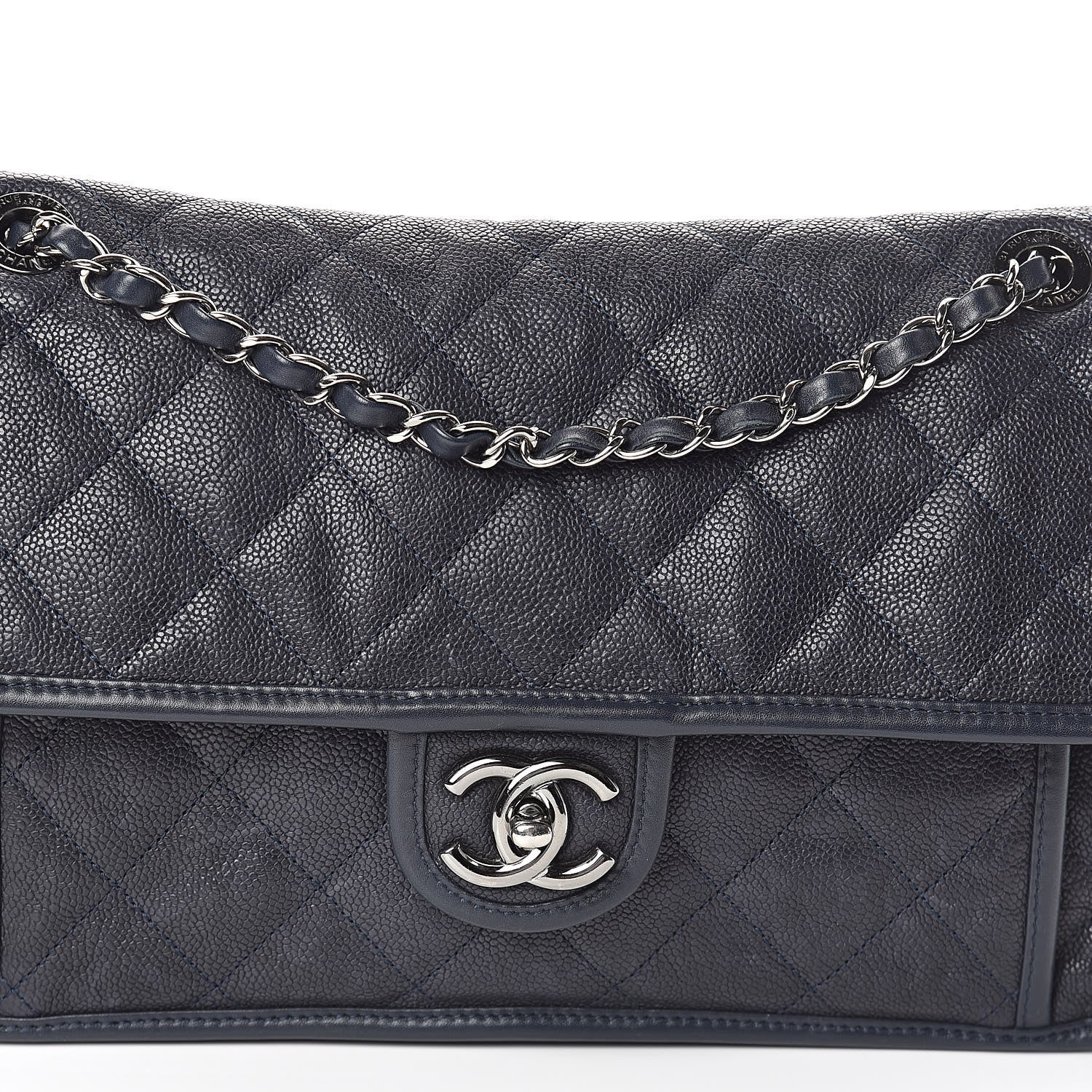 Chanel Caviar Quilted Large French Riviera Flap Dark Navy Blue 15 of 15