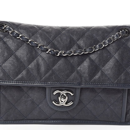 Chanel Caviar Quilted Large French Riviera Flap Dark Navy Blue 15 of 15
