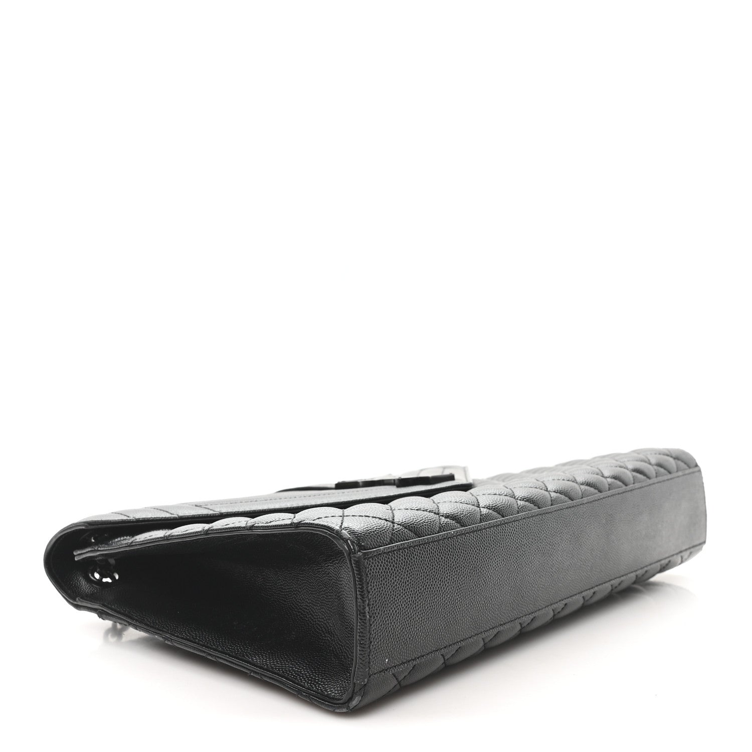 Saint Laurent Grain De Poudre Textured Mixed Matelasse Large Triquilt Monogram Monochrome Satchel Black 4 of 12