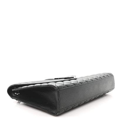 Saint Laurent Grain De Poudre Textured Mixed Matelasse Large Triquilt Monogram Monochrome Satchel Black 4 of 12