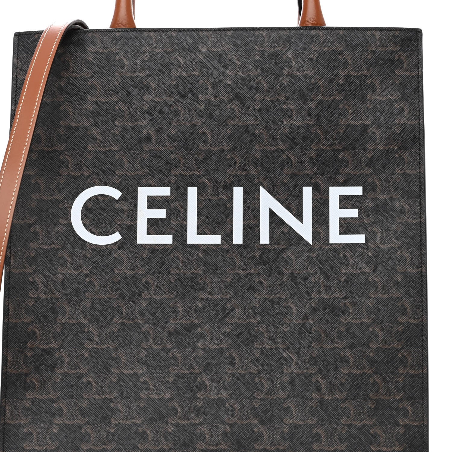 Celine Triomphe Canvas Calfskin Small Vertical Cabas Tan 6 of 9