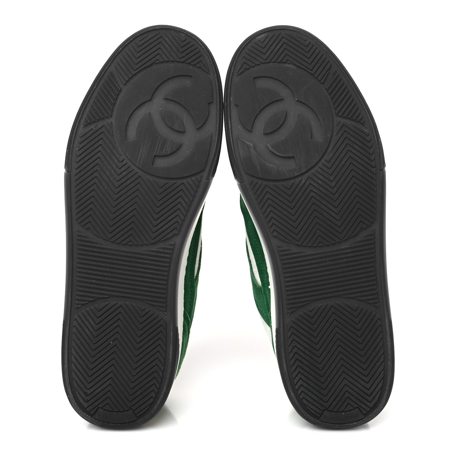 Chanel Suede Kidskin Womens CC Sneakers 39 White Green 5 of 9