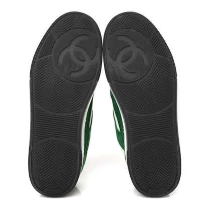 Chanel Suede Kidskin Womens CC Sneakers 39 White Green 5 of 9