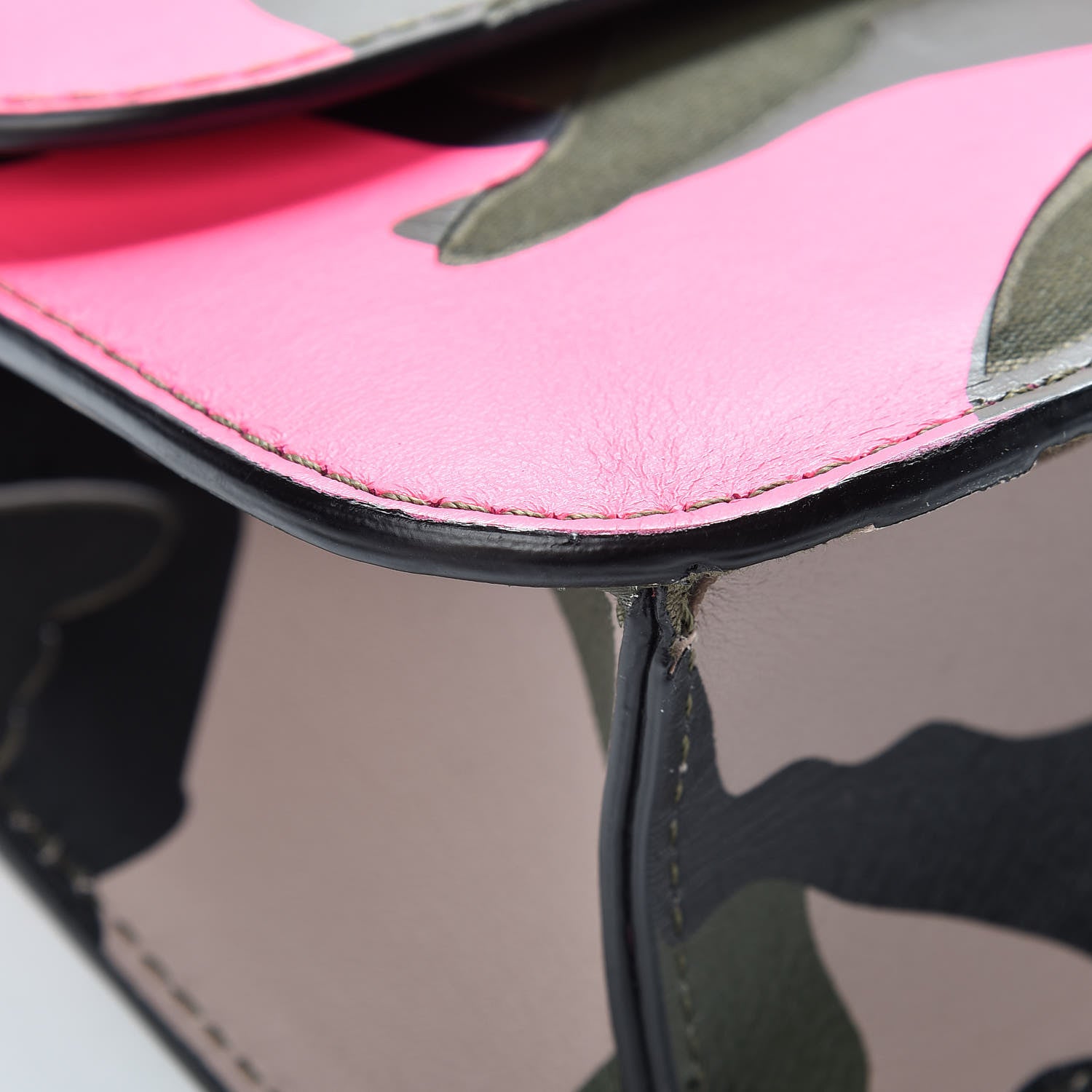 Valentino Garavani Nappa Canvas Camouflage Medium Glam Lock Rockstud Flap Fuxia Fluo 9 of 14