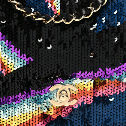 Chanel Sequin Medium Single Flap Blue Black Multicolor 8 of 11
