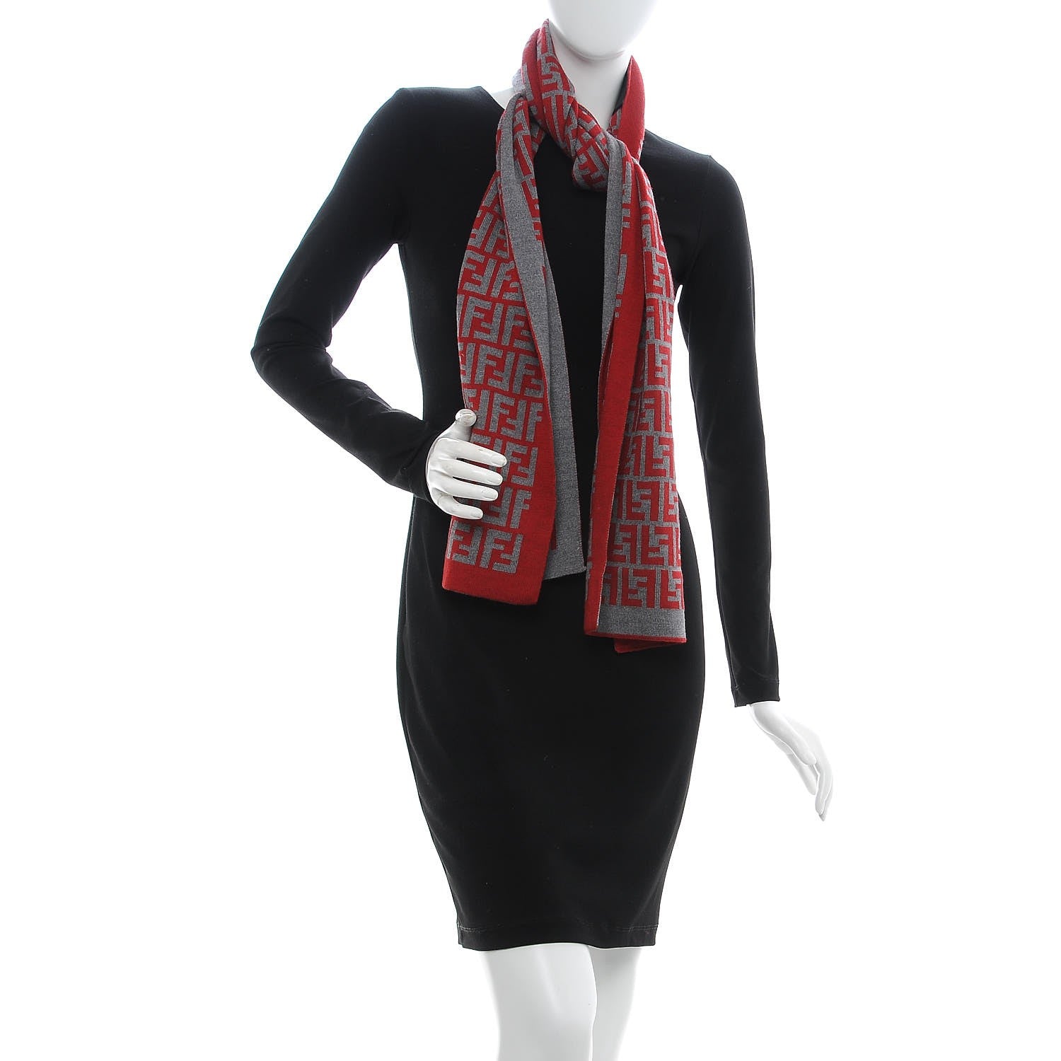 Fendi Wool FF Signature Scarf Red 2 of 5