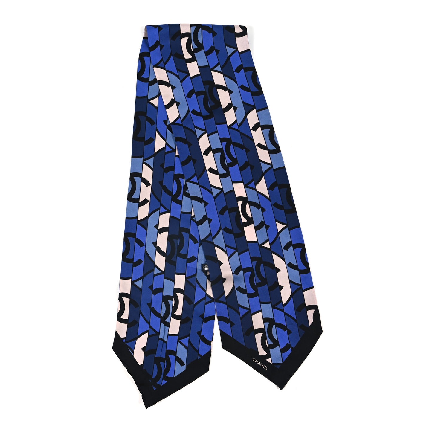 Silk CC Logo Stripes Scarf Blue Multicolor