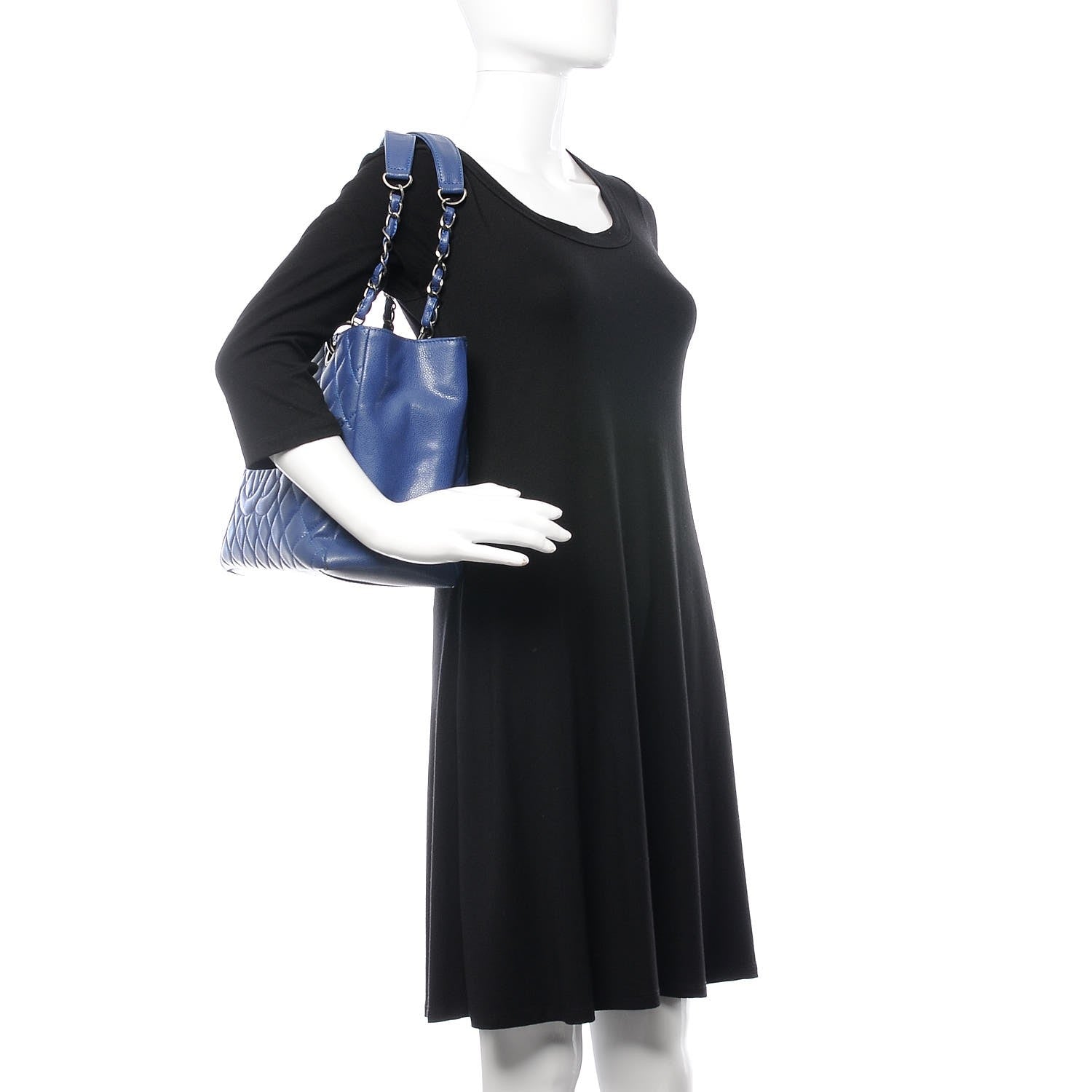 Chanel Caviar Quilted Grand Shopping Tote GST Dark Blue 2 of 9