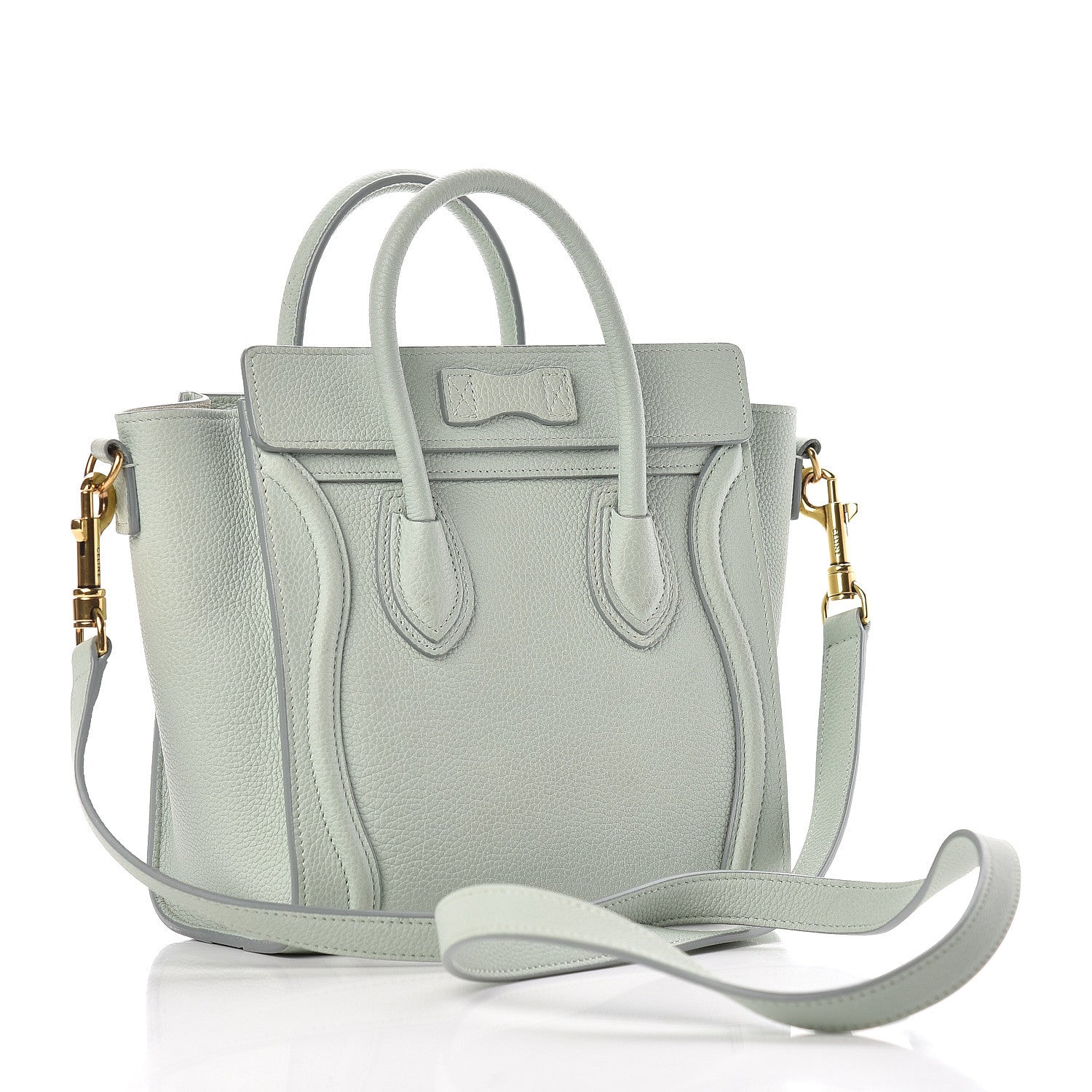 Celine Drummed Calfskin Nano Luggage Almond 3 of 18