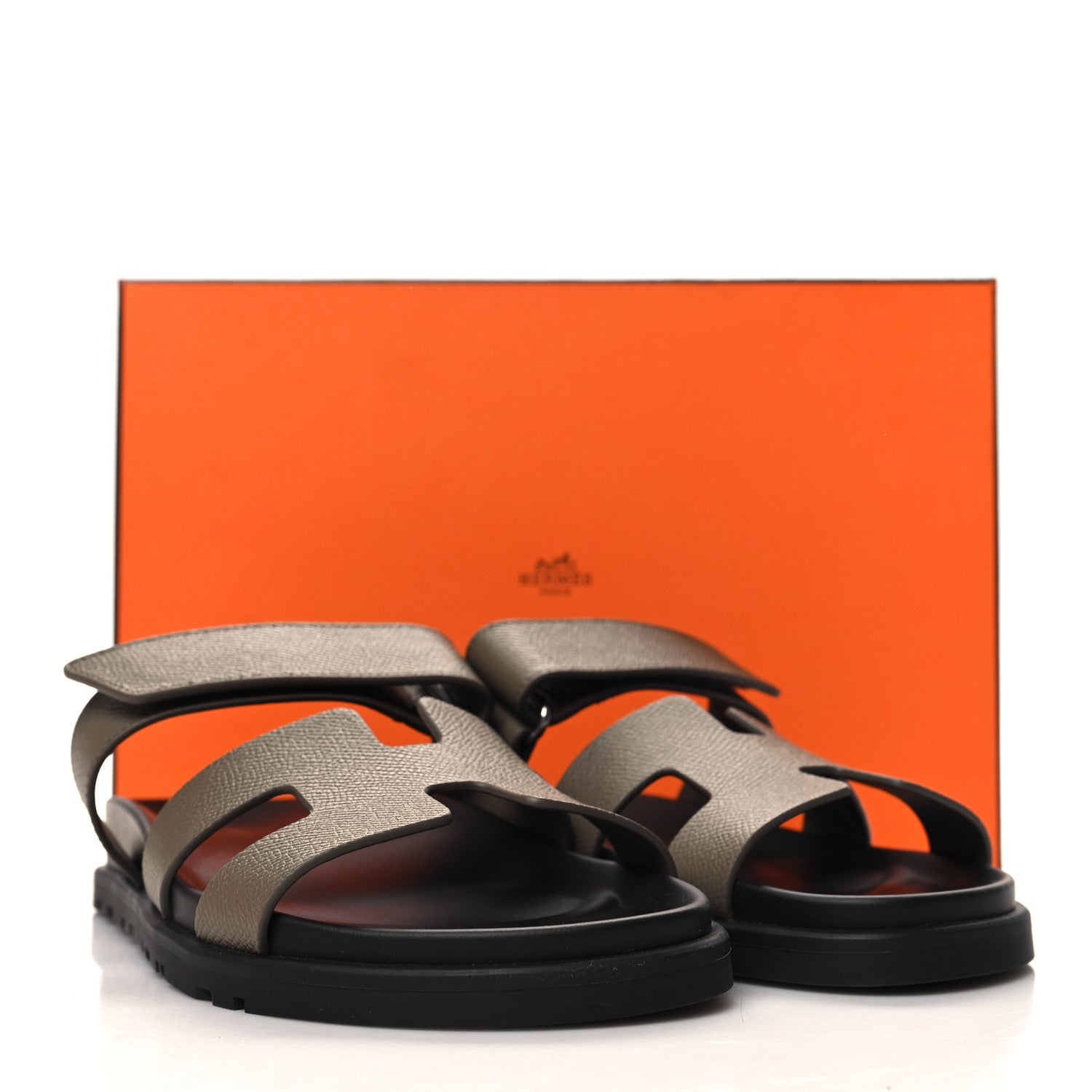 Hermes Epsom Womens Chypre Sandals 37.5 Etoupe 9 of 9
