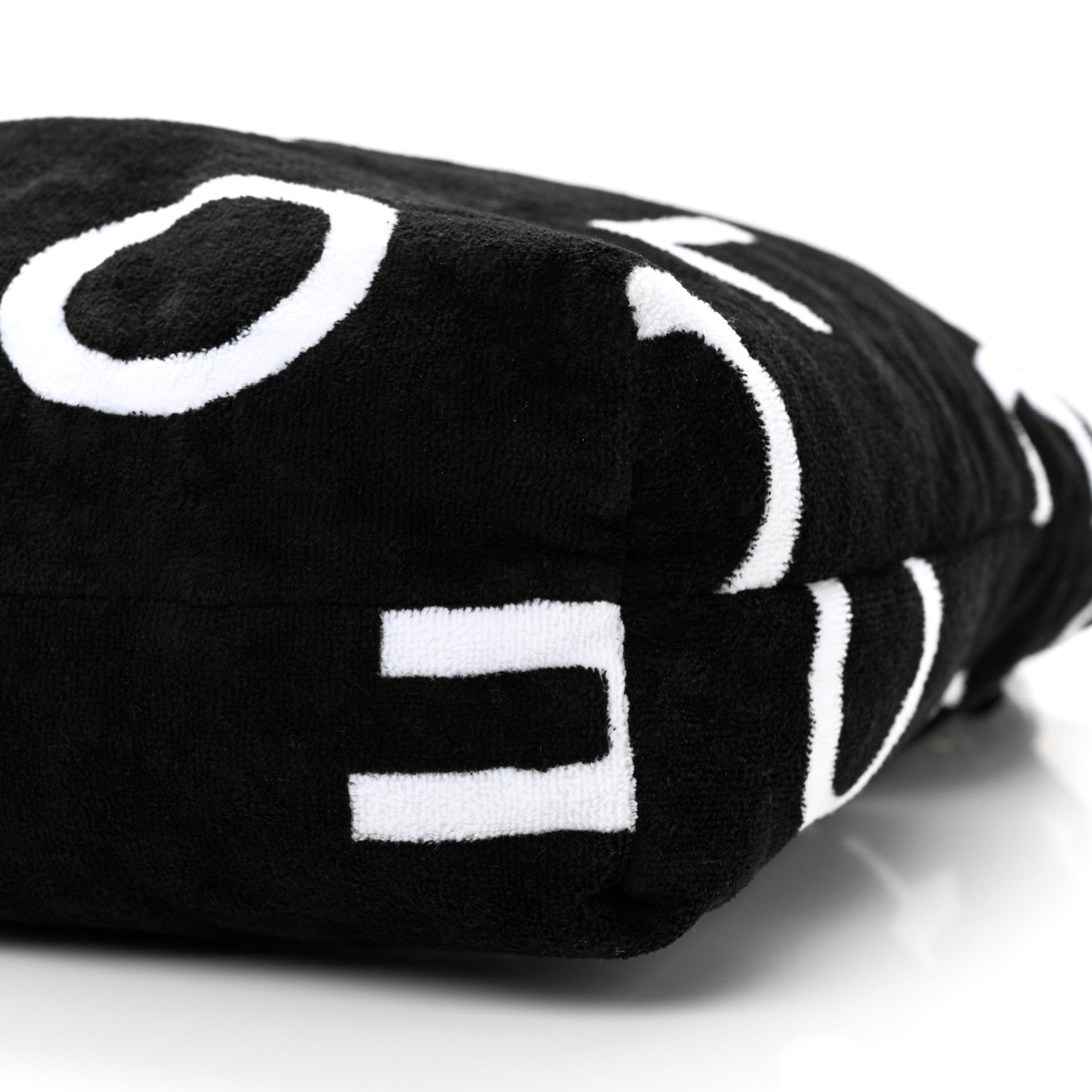 Chanel Terry Cotton Logo Beach Hobo Black White 10 of 11
