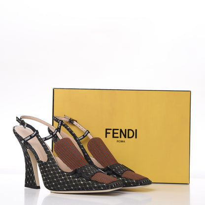 Fendi Fabric Jacquard Ffreedom Slingback Pumps 40.5 11 of 11