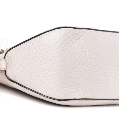 Burberry Heritage Grain Check Embossed Small Orchard Bowling Bag Stone White 9 of 14