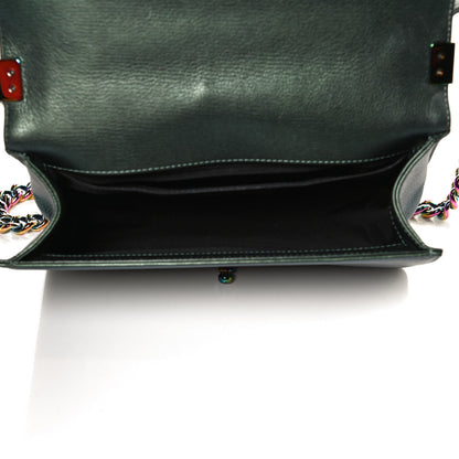 Chanel Iridescent Goatskin Quilted Medium Boy Flap Green 4 of 9