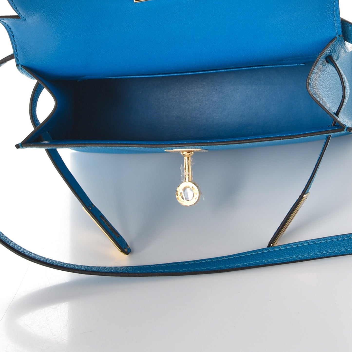 Chevre Mysore Mini Kelly Sellier 20 Bleu Zanzibar